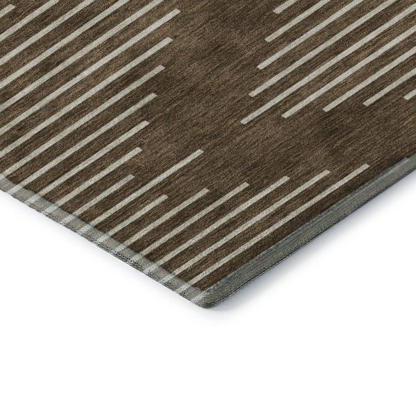 HomeRoots 5' X 8' Stylish Brown and Beige Geometric Area Rug - Washable, UV-Protected, Kid & Pet Friendly! 679698