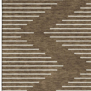 HomeRoots 5' X 8' Stylish Brown and Beige Geometric Area Rug - Washable, UV-Protected, Kid & Pet Friendly! 679698