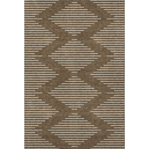HomeRoots 5' X 8' Stylish Brown and Beige Geometric Area Rug - Washable, UV-Protected, Kid & Pet Friendly! 679698