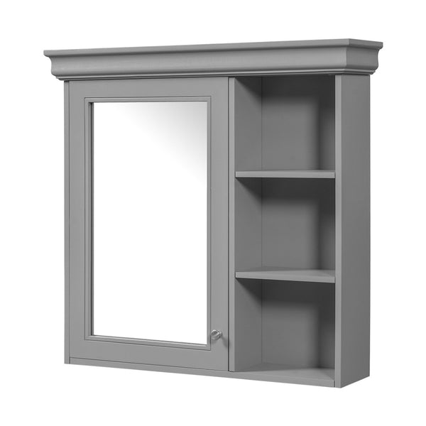 English Elm 30'' Wall Mount Bathroom Cabinet with Mirror Soft Close Door and Adjustable Shelf Gray N710P209425E