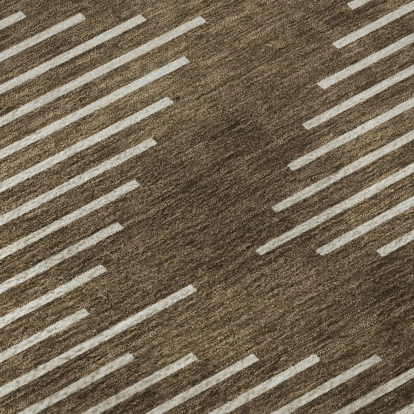 HomeRoots 8' X 10' Stylish Brown & Beige Geometric Area Rug - Washable, UV-Protective, and Stain-Resistant! 679700