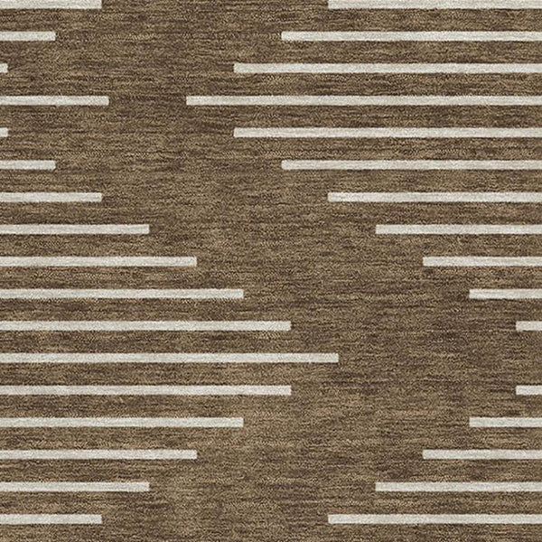 HomeRoots 9' X 12' Stylish Brown & Beige Geometric Area Rug - Washable, UV Protected, Durable for Busy Homes 679701