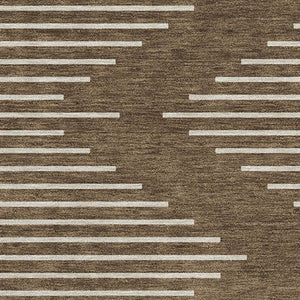 HomeRoots 10' X 14' Brown And Beige Geometric Washable Area Rug - Durable, Stylish, and UV Resistant for Homes 679702