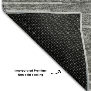 HomeRoots 5' X 8' Charcoal & Silver Geometric Area Rug - Washable, UV-Protected, Perfect for Modern Spaces! 679704