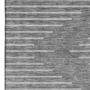HomeRoots 5' X 8' Charcoal & Silver Geometric Area Rug - Washable, UV-Protected, Perfect for Modern Spaces! 679704