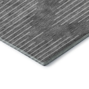 HomeRoots 8' Charcoal & Silver Geometric Washable Round Rug - Durable, Stylish, UV Protected for Busy Homes 679705
