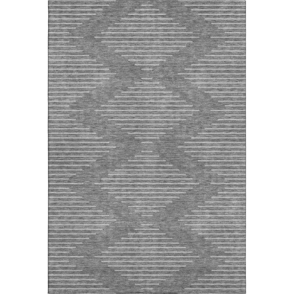 HomeRoots 10' X 14' Stylish Charcoal & Silver Geometric Washable Area Rug - Durable, UV Protected & Easy Care 679708