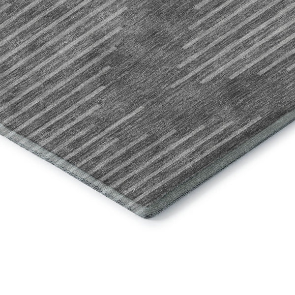 HomeRoots 10' X 14' Stylish Charcoal & Silver Geometric Washable Area Rug - Durable, UV Protected & Easy Care 679708