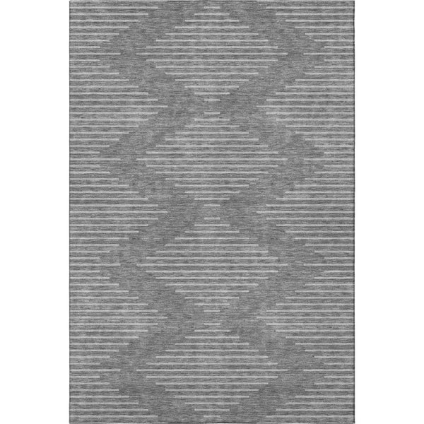 HomeRoots 10' X 14' Stylish Charcoal & Silver Geometric Washable Area Rug - Durable, UV Protected & Easy Care 679708