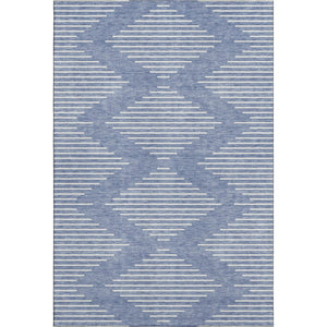 HomeRoots 8' X 10' Stylish Denim Blue & Ivory Geometric Washable Area Rug with UV Protection & Durability 679712