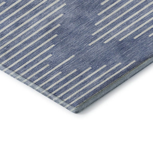 HomeRoots 8' X 10' Stylish Denim Blue & Ivory Geometric Washable Area Rug with UV Protection & Durability 679712