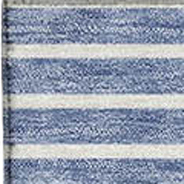 HomeRoots 8' X 10' Stylish Denim Blue & Ivory Geometric Washable Area Rug with UV Protection & Durability 679712