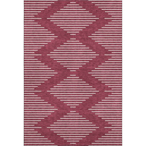 HomeRoots 5' X 8' Burgundy And Ivory Geometric Washable Area Rug - Stylish, Durable, Stain-Resistant & UV Safe! 679716