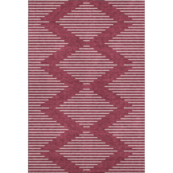 HomeRoots 5' X 8' Burgundy And Ivory Geometric Washable Area Rug - Stylish, Durable, Stain-Resistant & UV Safe! 679716