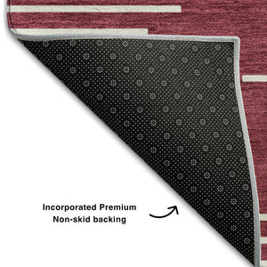 HomeRoots 5' X 8' Burgundy And Ivory Geometric Washable Area Rug - Stylish, Durable, Stain-Resistant & UV Safe! 679716