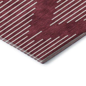 HomeRoots 5' X 8' Burgundy And Ivory Geometric Washable Area Rug - Stylish, Durable, Stain-Resistant & UV Safe! 679716