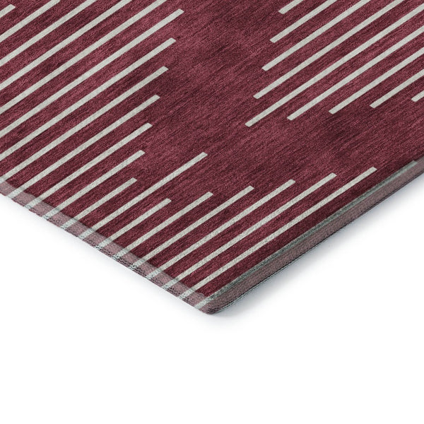 HomeRoots 5' X 8' Burgundy And Ivory Geometric Washable Area Rug - Stylish, Durable, Stain-Resistant & UV Safe! 679716