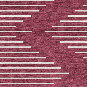 HomeRoots 5' X 8' Burgundy And Ivory Geometric Washable Area Rug - Stylish, Durable, Stain-Resistant & UV Safe! 679716