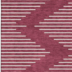 HomeRoots 5' X 8' Burgundy And Ivory Geometric Washable Area Rug - Stylish, Durable, Stain-Resistant & UV Safe! 679716
