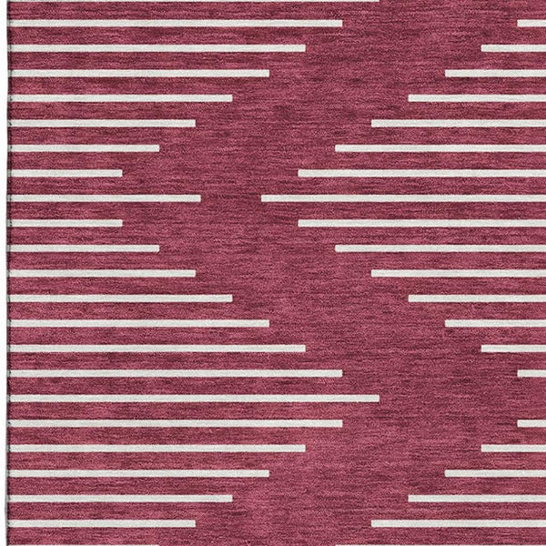 HomeRoots 5' X 8' Burgundy And Ivory Geometric Washable Area Rug - Stylish, Durable, Stain-Resistant & UV Safe! 679716