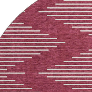 HomeRoots 8' Burgundy and Ivory Geometric Washable Round Rug - Durable, Stylish, UV-Protected for Busy Homes 679717