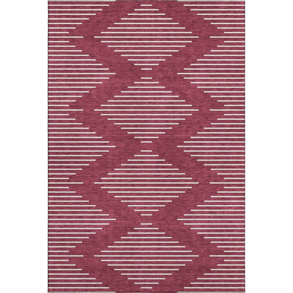 HomeRoots 9' X 12' Burgundy and Ivory Geometric Area Rug - Durable, Washable, UV Protected for Any Space 679719