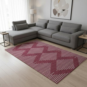 HomeRoots 10' X 14' Burgundy and Ivory Geometric Area Rug - Washable, UV-Protected, Stain-Resistant Design! 679720