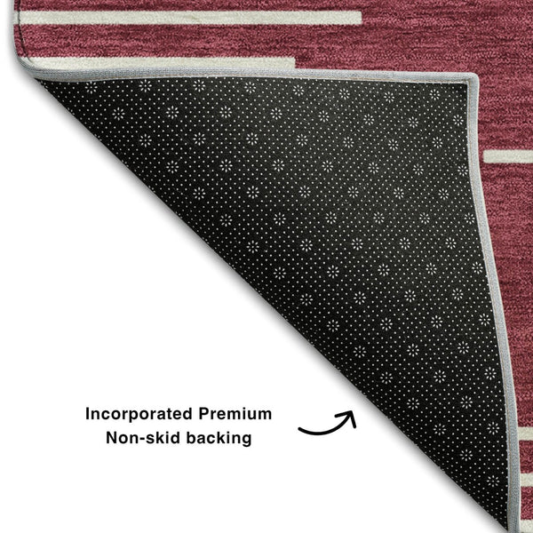 HomeRoots 10' X 14' Burgundy and Ivory Geometric Area Rug - Washable, UV-Protected, Stain-Resistant Design! 679720