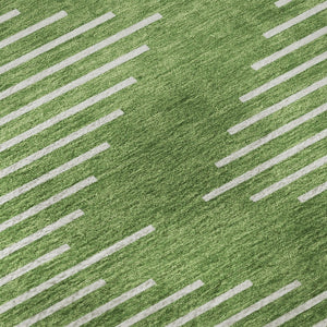 HomeRoots 8' Geometric Round Rug in Green & Ivory - Washable, UV-Protected, Durable Comfort for Any Space 679723