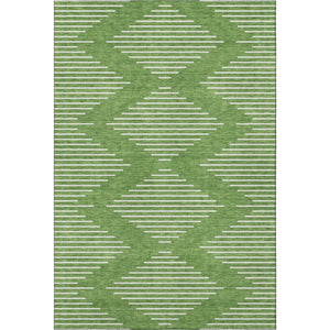 HomeRoots 8' X 10' Washable Green & Ivory Geometric Area Rug with UV Protection for Stylish High-Traffic Spaces 679724