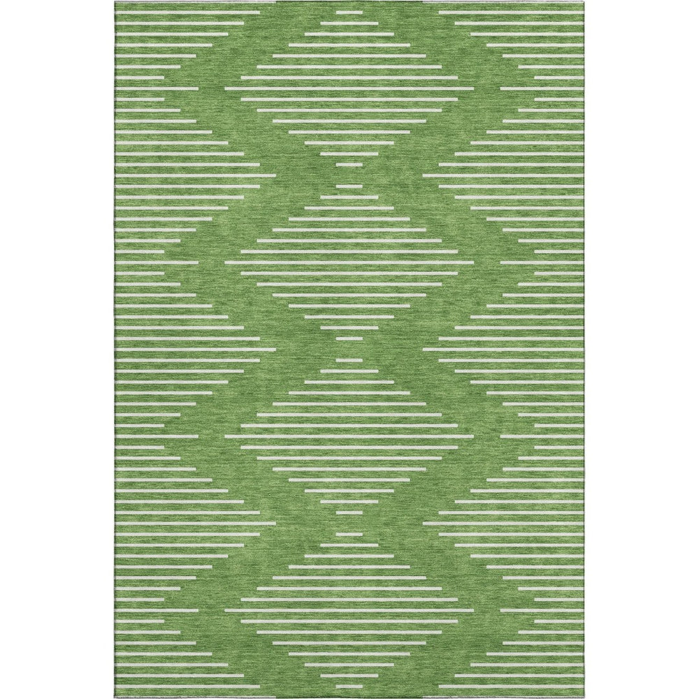 HomeRoots 10' x 14' Green and Ivory Geometric Washable Area Rug – UV Protected, Stain-Resistant, Modern Design 679726