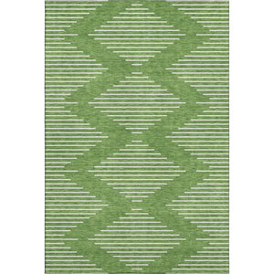 HomeRoots 10' x 14' Green and Ivory Geometric Washable Area Rug – UV Protected, Stain-Resistant, Modern Design 679726