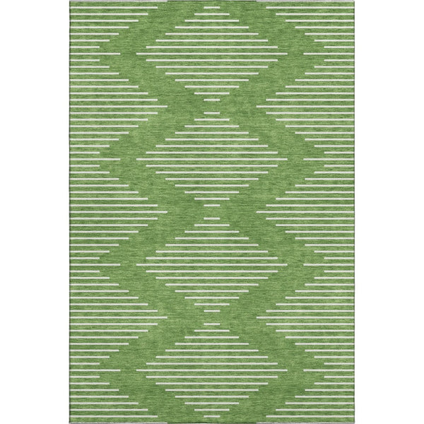 HomeRoots 10' x 14' Green and Ivory Geometric Washable Area Rug – UV Protected, Stain-Resistant, Modern Design 679726