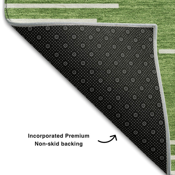 HomeRoots 10' x 14' Green and Ivory Geometric Washable Area Rug – UV Protected, Stain-Resistant, Modern Design 679726
