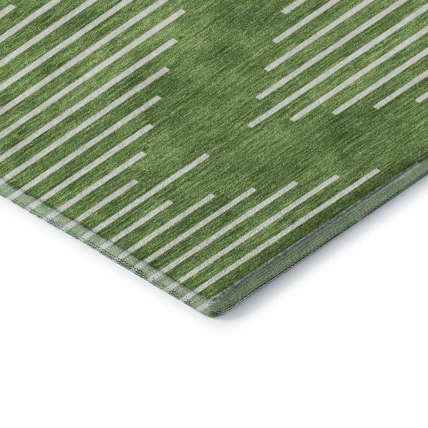 HomeRoots 10' x 14' Green and Ivory Geometric Washable Area Rug – UV Protected, Stain-Resistant, Modern Design 679726
