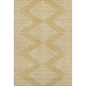 HomeRoots 8' X 10' Gold And Ivory Geometric Area Rug – Washable, Stain Resistant, UV Protected for Stylish Spaces 679730