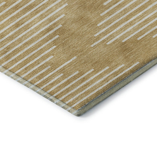 HomeRoots 8' X 10' Gold And Ivory Geometric Area Rug – Washable, Stain Resistant, UV Protected for Stylish Spaces 679730