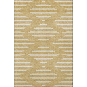 HomeRoots 8' X 10' Gold And Ivory Geometric Area Rug – Washable, Stain Resistant, UV Protected for Stylish Spaces 679730