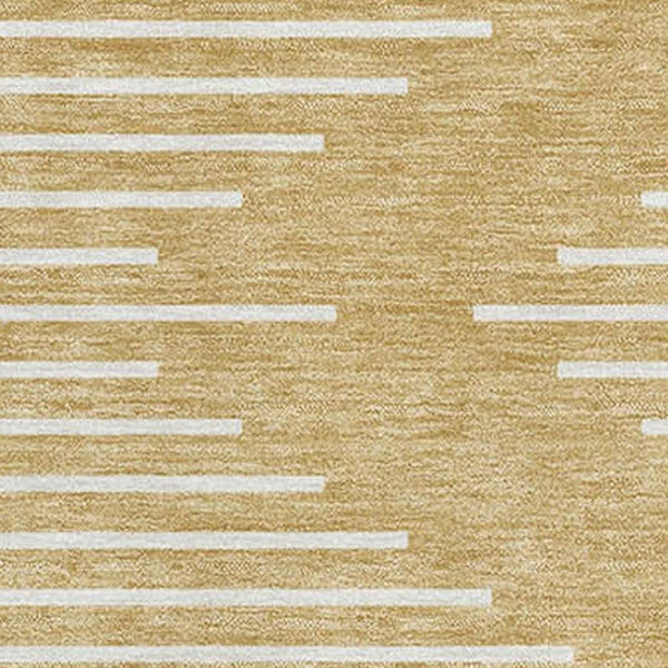 HomeRoots 10' Gold and Ivory Geometric Washable Area Rug - Durable, UV-Protected, Perfect for Family Spaces! 679732