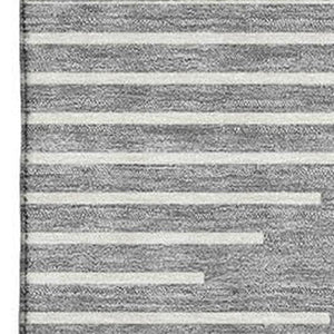 HomeRoots 5' X 8' Gray and Ivory Geometric Washable Area Rug with Stain Resistance and UV Protection for Homes 679734