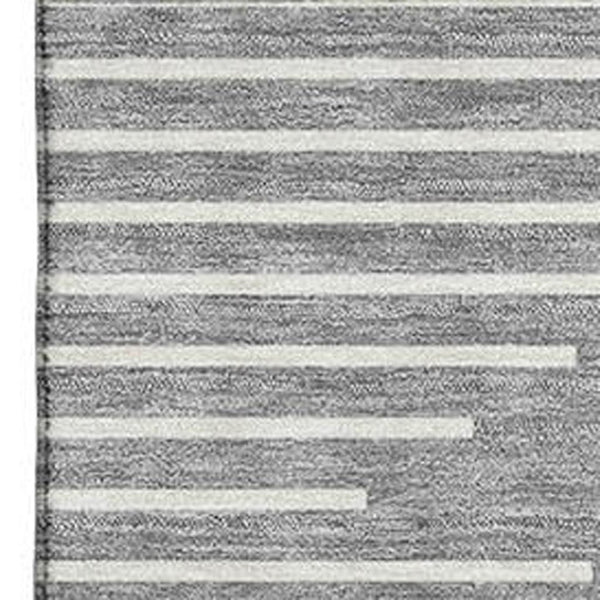 HomeRoots 5' X 8' Gray and Ivory Geometric Washable Area Rug with Stain Resistance and UV Protection for Homes 679734