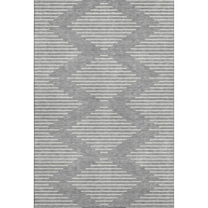 HomeRoots 10' X 14' Gray and Ivory Geometric Area Rug - Washable, UV Protected, Stylish for High-Traffic Spaces 679738