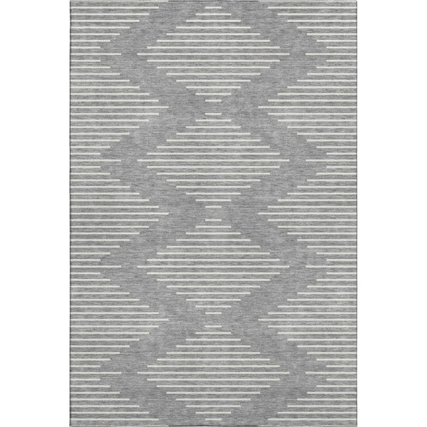 HomeRoots 10' X 14' Gray and Ivory Geometric Area Rug - Washable, UV Protected, Stylish for High-Traffic Spaces 679738