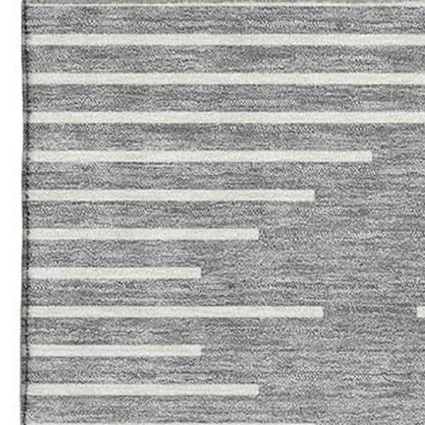 HomeRoots 10' X 14' Gray and Ivory Geometric Area Rug - Washable, UV Protected, Stylish for High-Traffic Spaces 679738