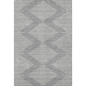 HomeRoots 10' X 14' Gray and Ivory Geometric Area Rug - Washable, UV Protected, Stylish for High-Traffic Spaces 679738