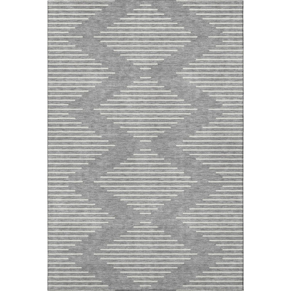 HomeRoots 10' X 14' Gray and Ivory Geometric Area Rug - Washable, UV Protected, Stylish for High-Traffic Spaces 679738