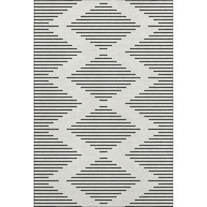 HomeRoots 8' X 10' Ivory and Black Geometric Washable Area Rug - UV Protected, Durable & Stylish for Any Space 679742