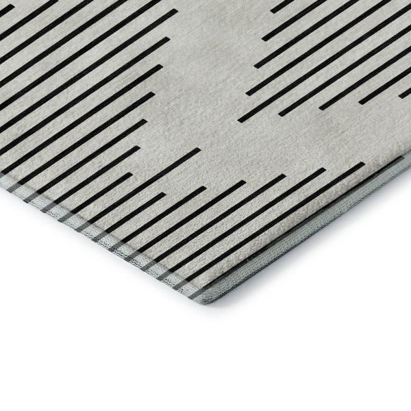 HomeRoots 8' X 10' Ivory and Black Geometric Washable Area Rug - UV Protected, Durable & Stylish for Any Space 679742