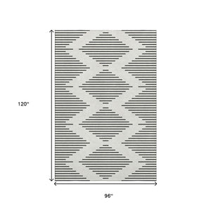 HomeRoots 8' X 10' Ivory and Black Geometric Washable Area Rug - UV Protected, Durable & Stylish for Any Space 679742