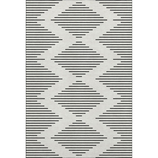 HomeRoots 10' X 14' Modern Ivory & Black Geometric Washable Area Rug with UV Protection for High-Traffic Spaces 679744
